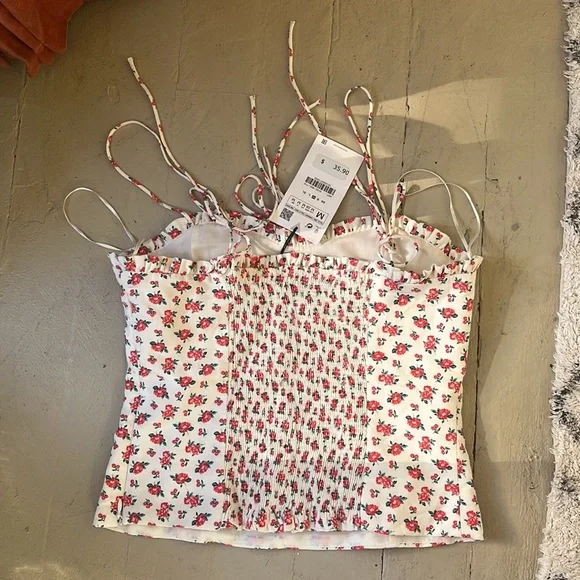 Zara bustier top, floral, NWT - Picture 3 of 4